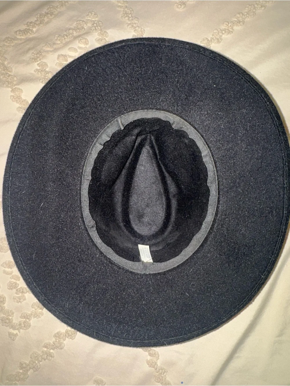 Black Wide-Brim Felt Hat with Leopard Accent Band